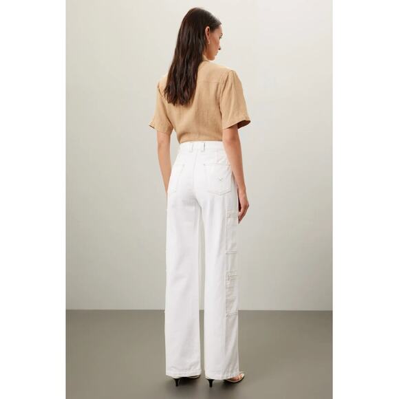 Hudson High-Rise Welt Pocket Cargo Wide Leg Jean White Sz 27 - Picture 3 of 14